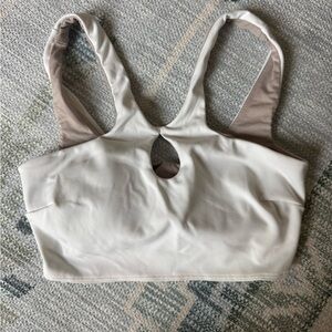 Lululemon Athletica White and Tan Sports Bra with Wide Straps